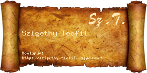 Szigethy Teofil névjegykártya